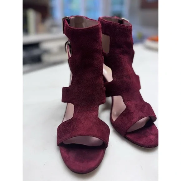 Kate Spade Suede Red Heels Made In Italy Size 7.5 - Picture 4 of 5